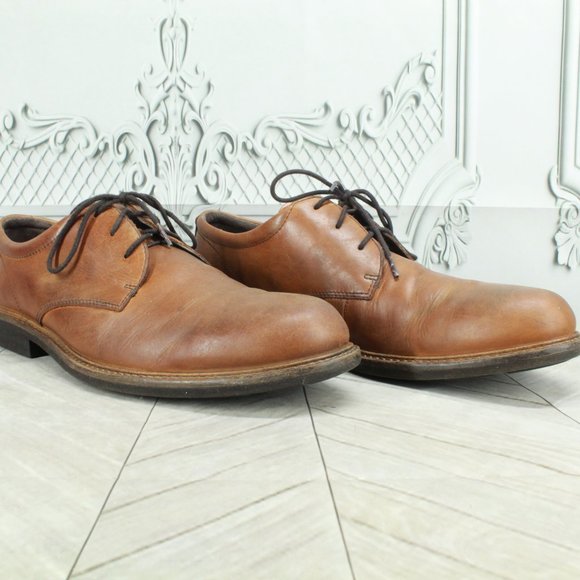 ECCO Brown Leather Comfortable Lace Up Dress Oxford Shoes Size 46 US 12.5 - Picture 3 of 9